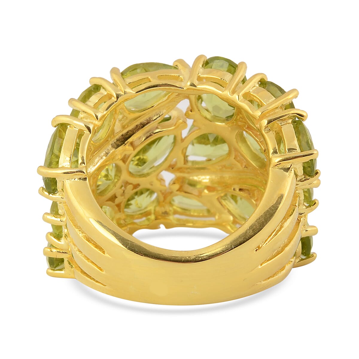 Hebei Peridot Cluster Ring in Yellow Gold Overlay Sterling Silver 12.00 Ct, Silver wt 9.00 Gms