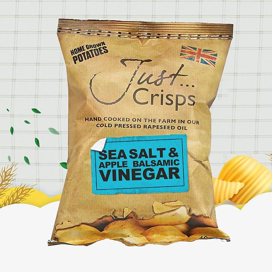 Just Crisps 24 x 40g Classic Pack - 8xSea Salt, 8xCheese & Onion, 8xSalt & Vinegar