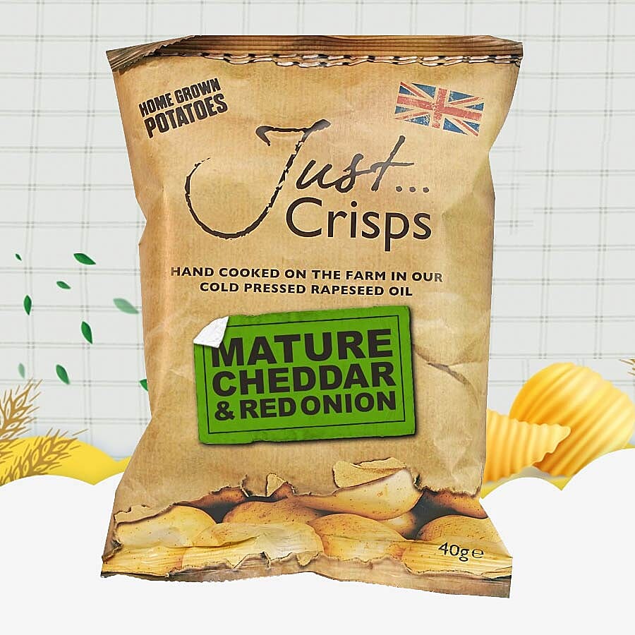 Just Crisps 24 x 40g Classic Pack - 8xSea Salt, 8xCheese & Onion, 8xSalt & Vinegar