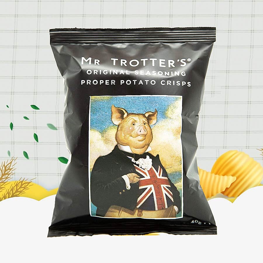 Mr Trotters Gentlemans Provisions Crisps 24x 40g (12 x Original Scratching, 12x Ham & Mustard)