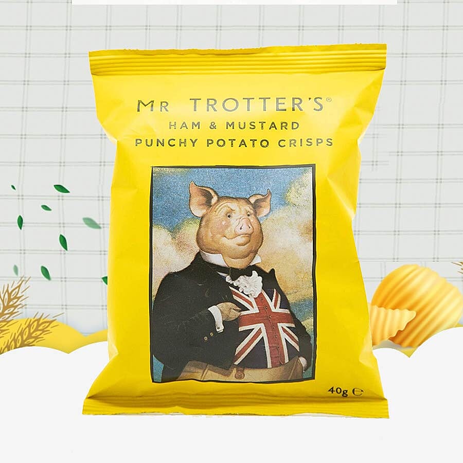Mr Trotters Gentlemans Provisions Crisps 24x 40g (12 x Original Scratching, 12x Ham & Mustard)