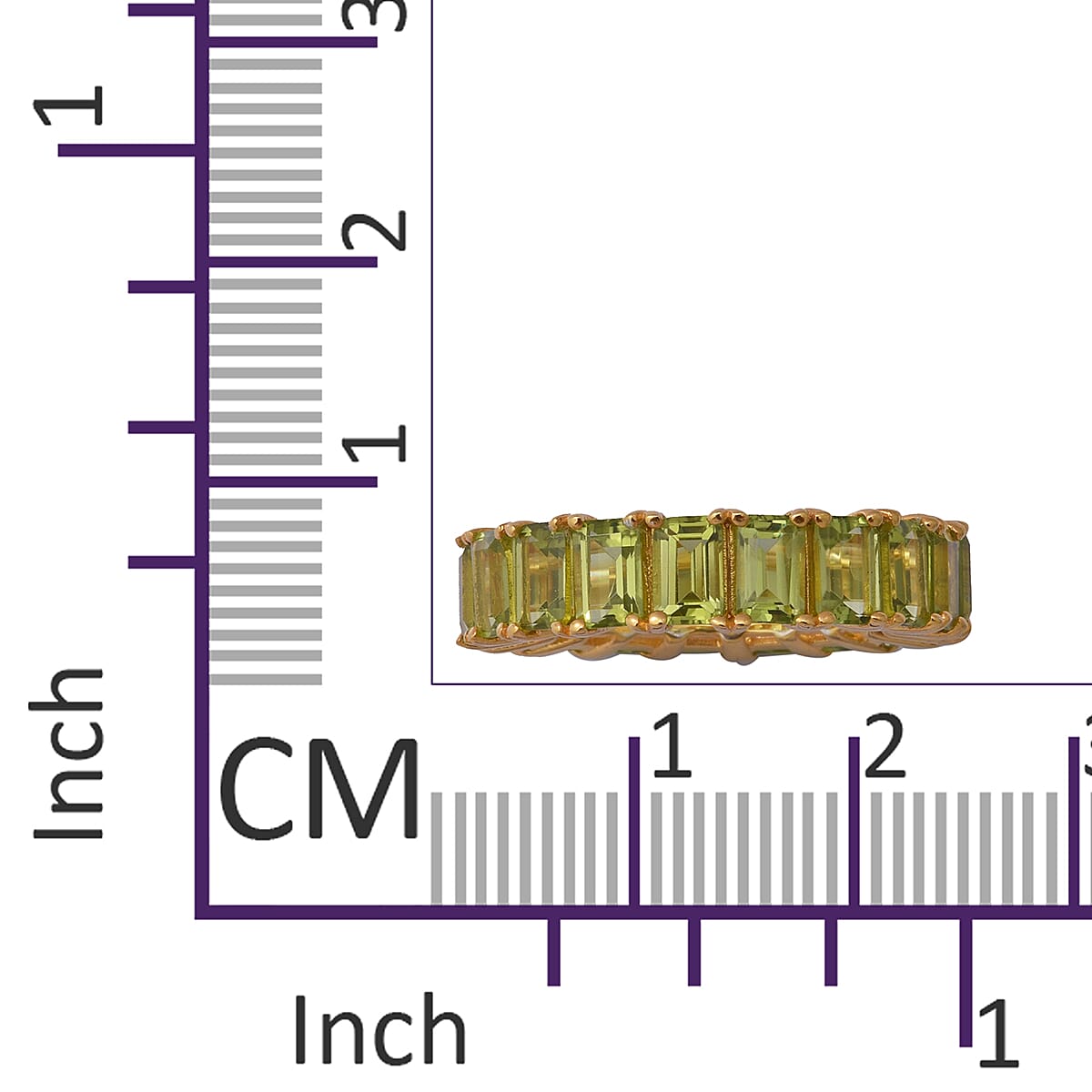 AA Hebei Peridot Eternity Ring in Yellow Gold Overlay Sterling Silver 11.59 Ct, Silver wt 4.30 Gms
