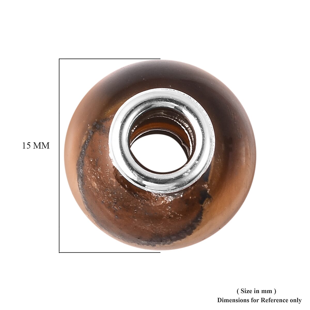 Charms De Memoire - Yellow Tiger Eye Charm in Rhodium Overlay Sterling Silver 18.00 Ct.