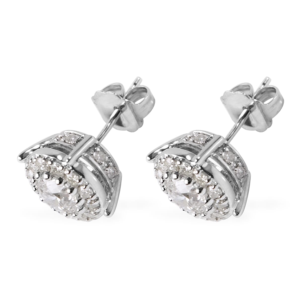 NY Closeout Deal- 14K White Gold Certified Diamond (I1-I2/G-H) Stud Earrings (with Push Back) 1.50 Ct.