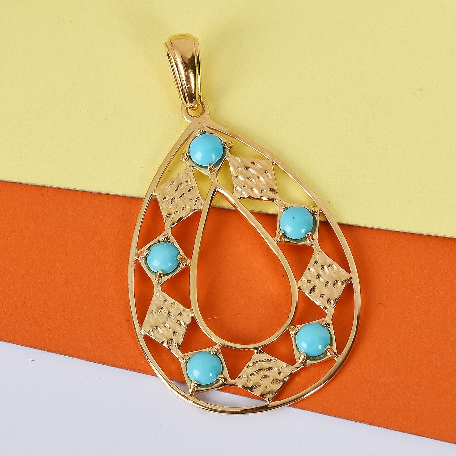 Arizona Sleeping Beauty Turquoise Pendant in 14K Gold Overlay Sterling Silver 1.25 Ct.