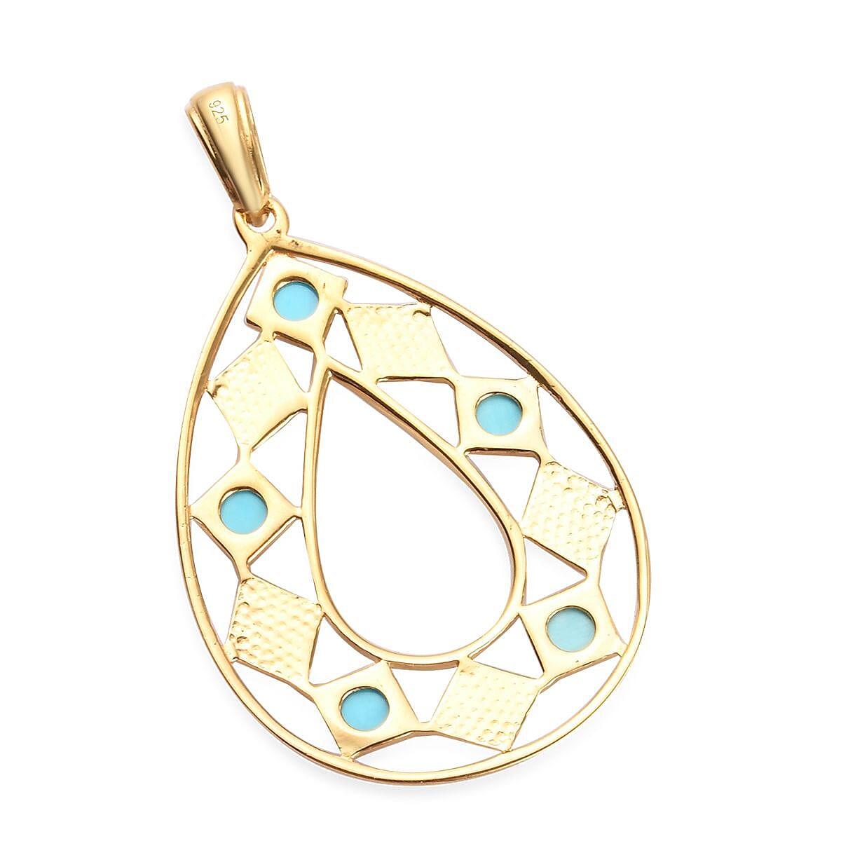 Arizona Sleeping Beauty Turquoise Pendant in 14K Gold Overlay Sterling Silver 1.25 Ct.