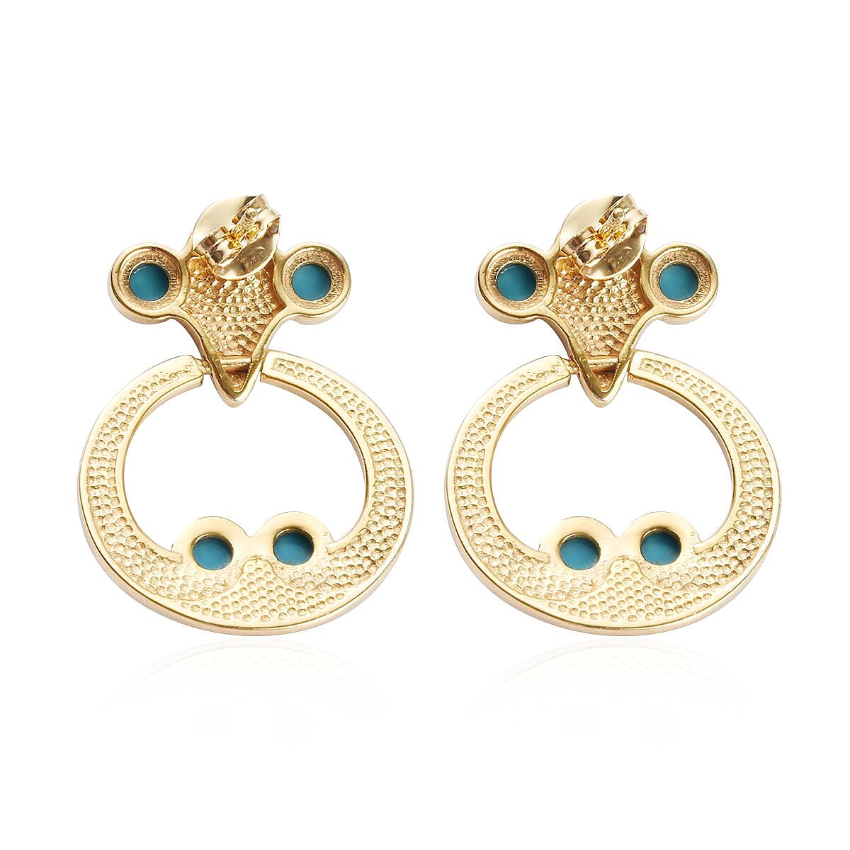 Arizona Sleeping Beauty Turquoise Earrings in 14K Gold Overlay Sterling Silver 2.25 Ct, Silver wt 7.18 Gms