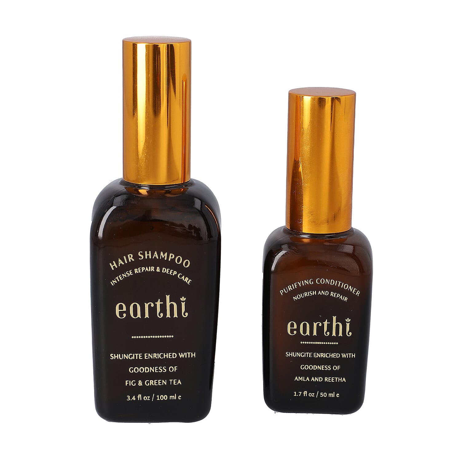 Shungite Enriched Earthi Green Tea and Fig Shampoo  with complementary Amla and Reetha Purifying Hair Conditioner (100ml+50ml)
