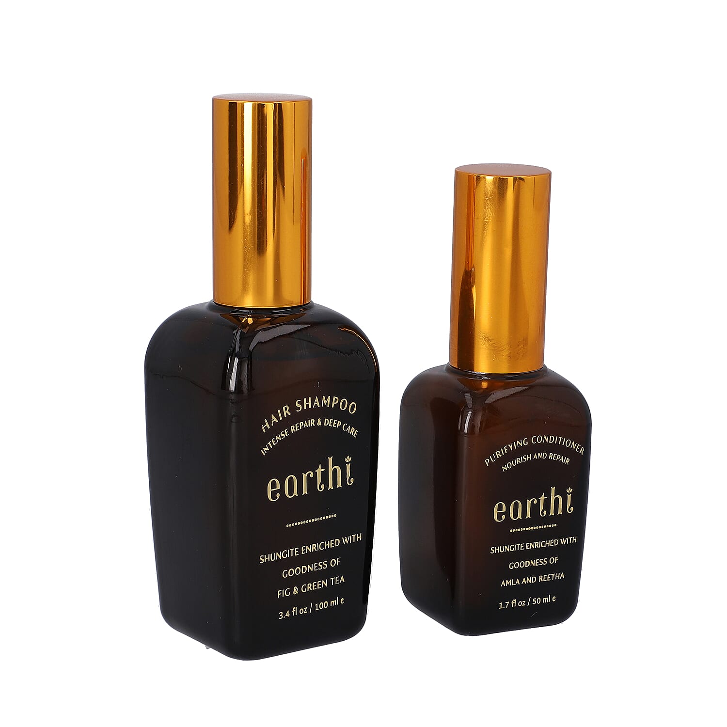 Shungite Enriched Earthi Green Tea and Fig Shampoo  with complementary Amla and Reetha Purifying Hair Conditioner (100ml+50ml)