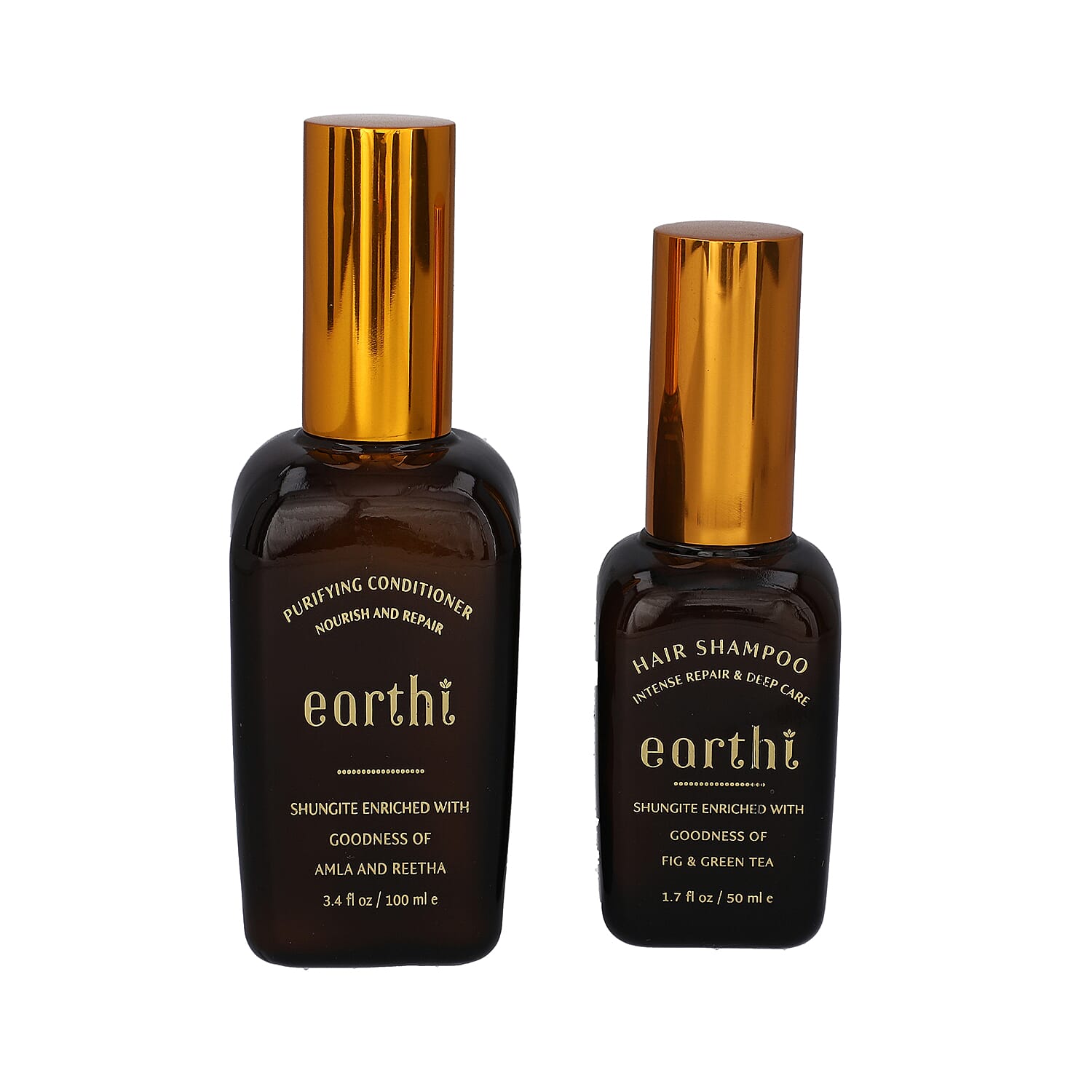 Shungite Enriched Earthi  Amla and Reetha Purifying Hair Conditioner with complementary Green Tea and Fig Shampoo (100ml-50ml)