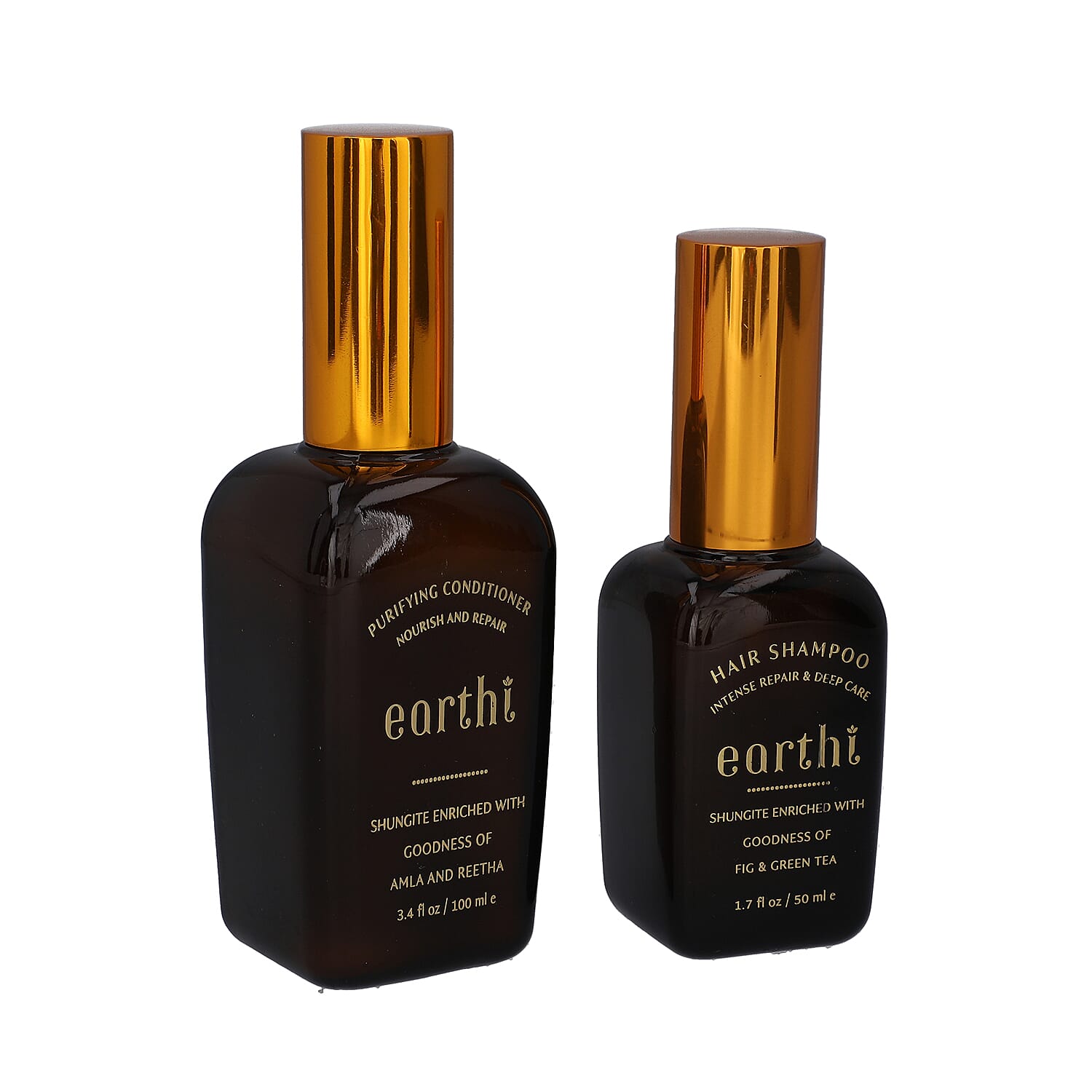 Shungite Enriched Earthi  Amla and Reetha Purifying Hair Conditioner with complementary Green Tea and Fig Shampoo (100ml-50ml)