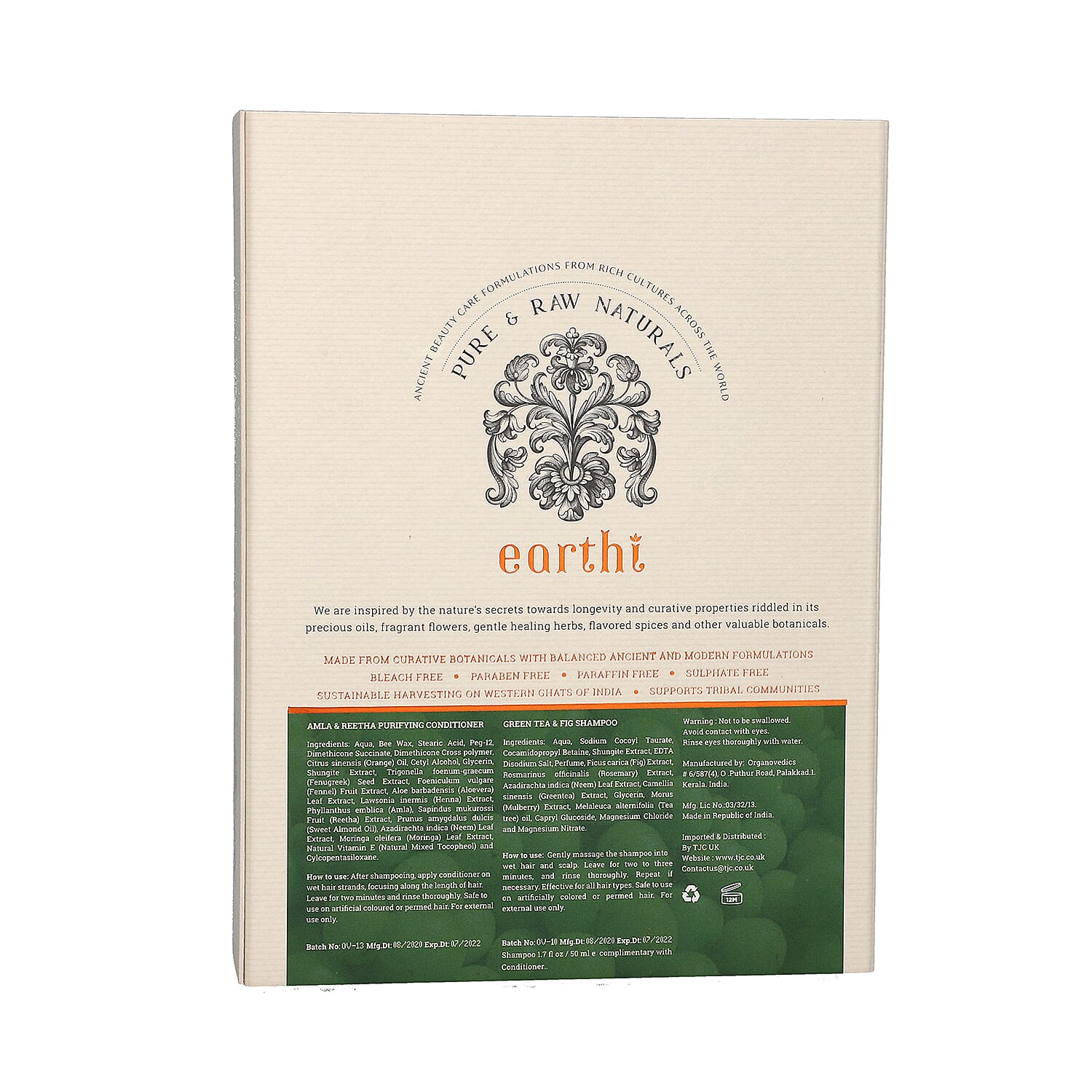 Shungite Enriched Earthi  Amla and Reetha Purifying Hair Conditioner with complementary Green Tea and Fig Shampoo (100ml-50ml)