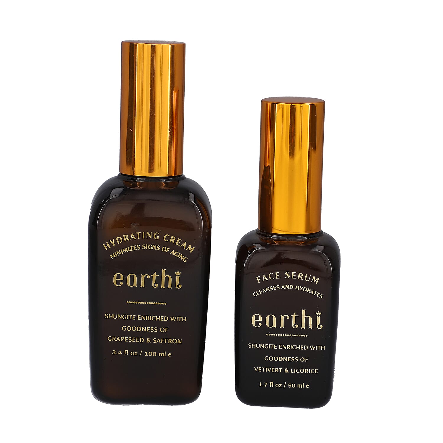 Shungite Enriched Earthi Grape Seed & Saffron Hydrating Cream with Shungite with Complementary Vetiver and Licorice serum (100ml+50ml)
