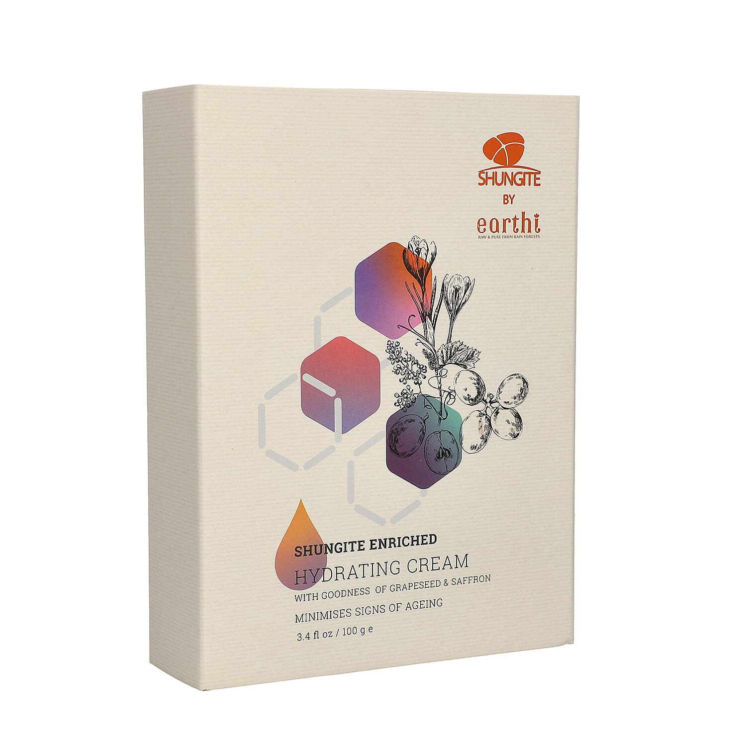 Shungite Enriched Earthi Grape Seed & Saffron Hydrating Cream with Shungite with Complementary Vetiver and Licorice serum (100ml+50ml)