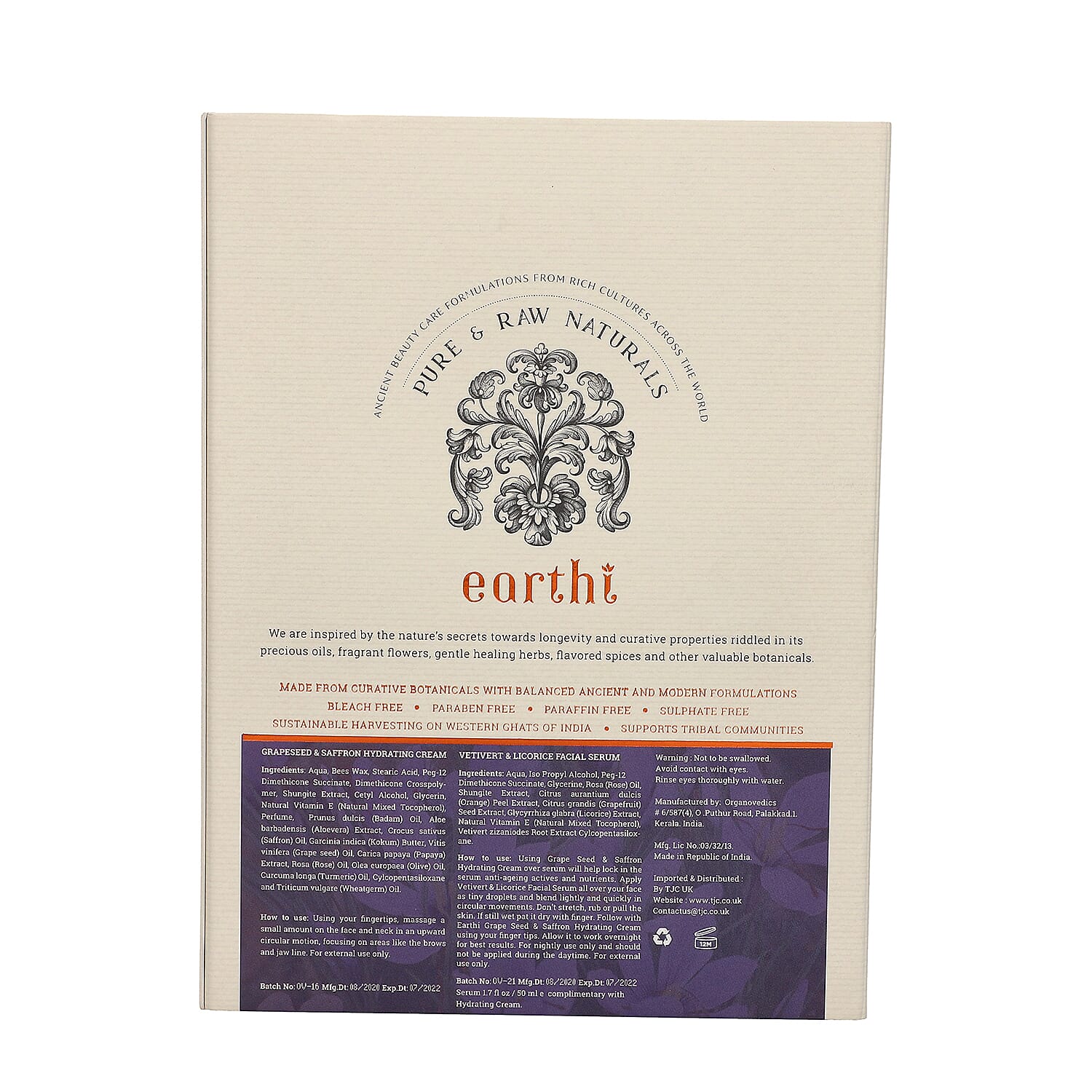 Shungite Enriched Earthi Grape Seed & Saffron Hydrating Cream with Shungite with Complementary Vetiver and Licorice serum (100ml+50ml)