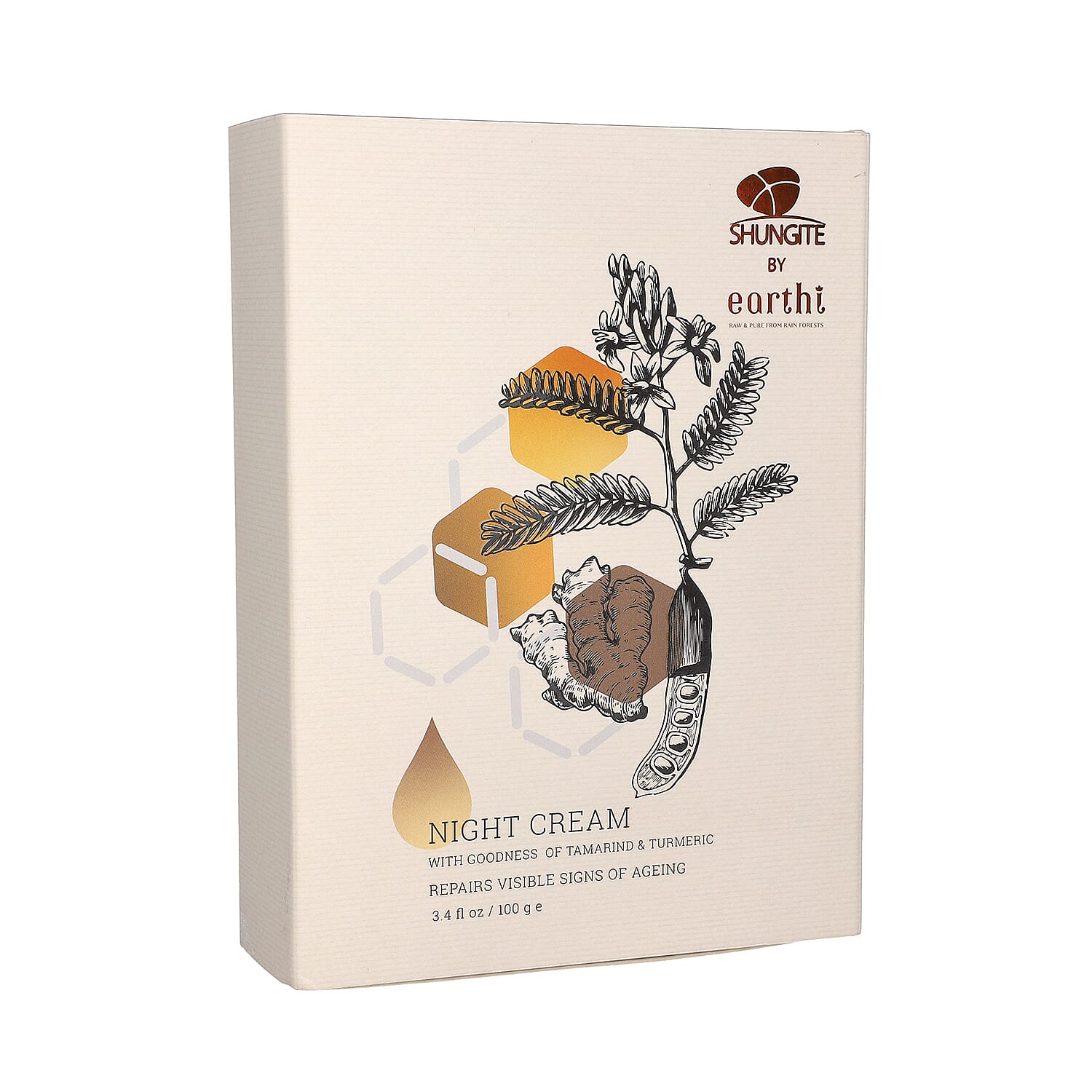 Shungite Enriched Earthi Tamarind and Turmeric Reviving Night Cream with Complementary Rose Face Wash (100ml+50ml)