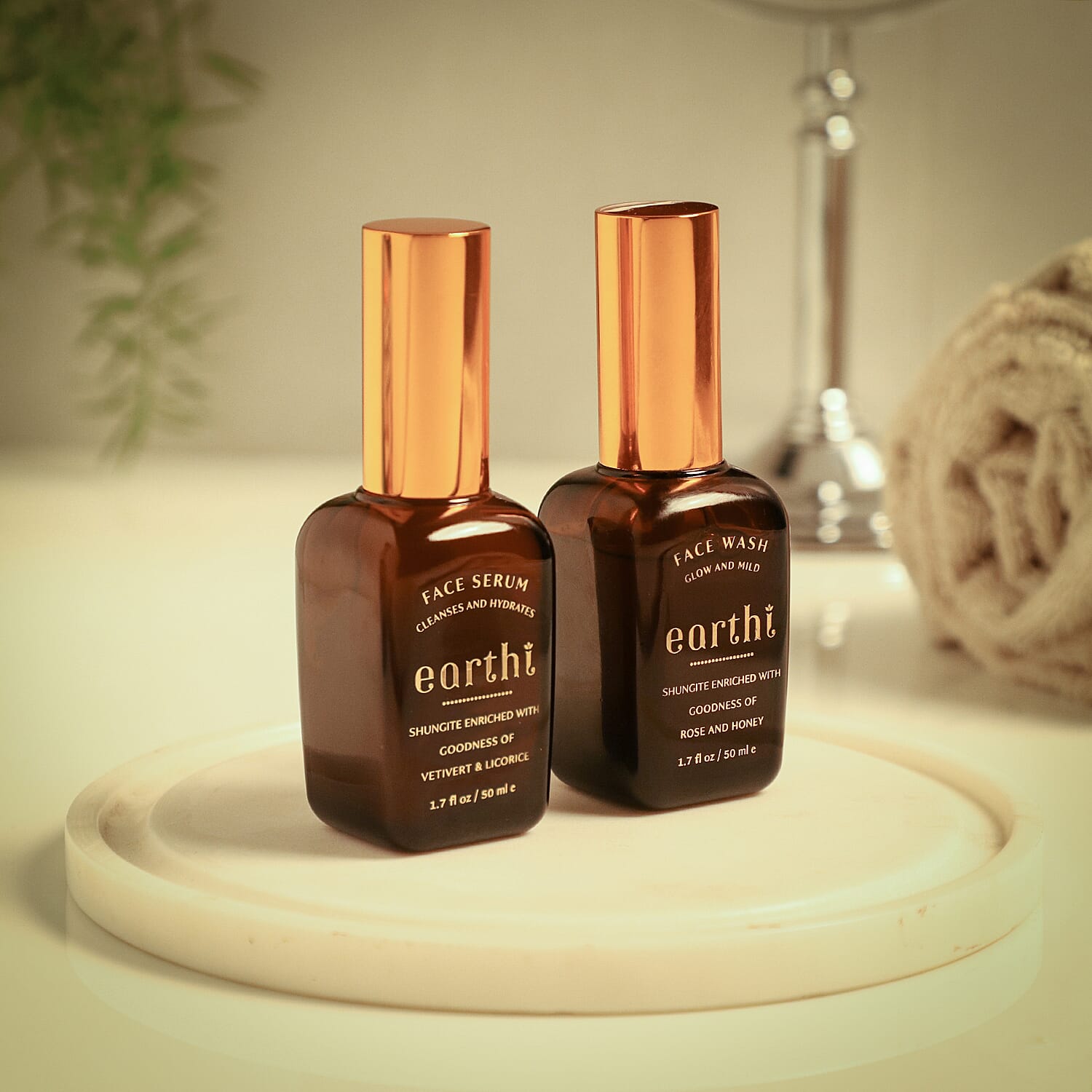 Shungite Enriched Earthi Turmeric Face Serum with Complementary Rose Face Wash (50ml-50ml)