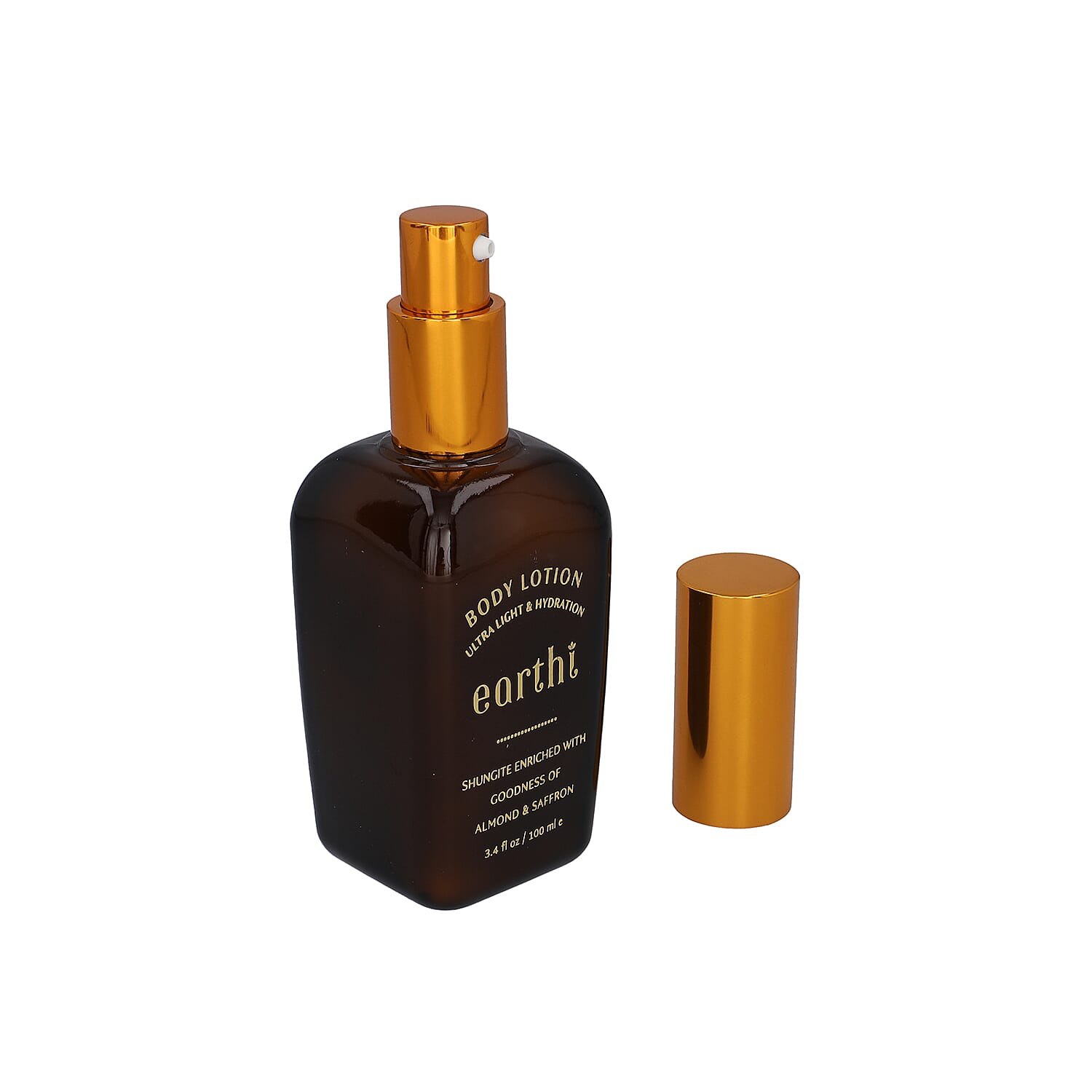 Shungite Enriched Earthi Almond and Saffron Body Lotion with Complementary Jasmine and Mogra Shower Gel (100ml+50ml)