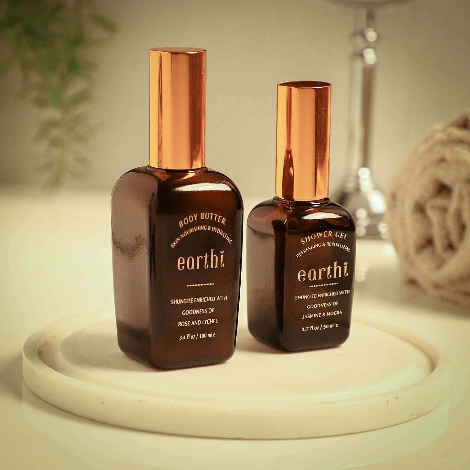 Shungite Enriched Earthi Rose and Lychee Body Butter with complementary Jasmine and Mogra Shower gel (100ml+50ml)