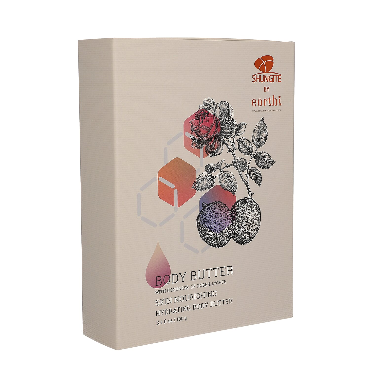 Shungite Enriched Earthi Rose and Lychee Body Butter with complementary Jasmine and Mogra Shower gel (100ml+50ml)