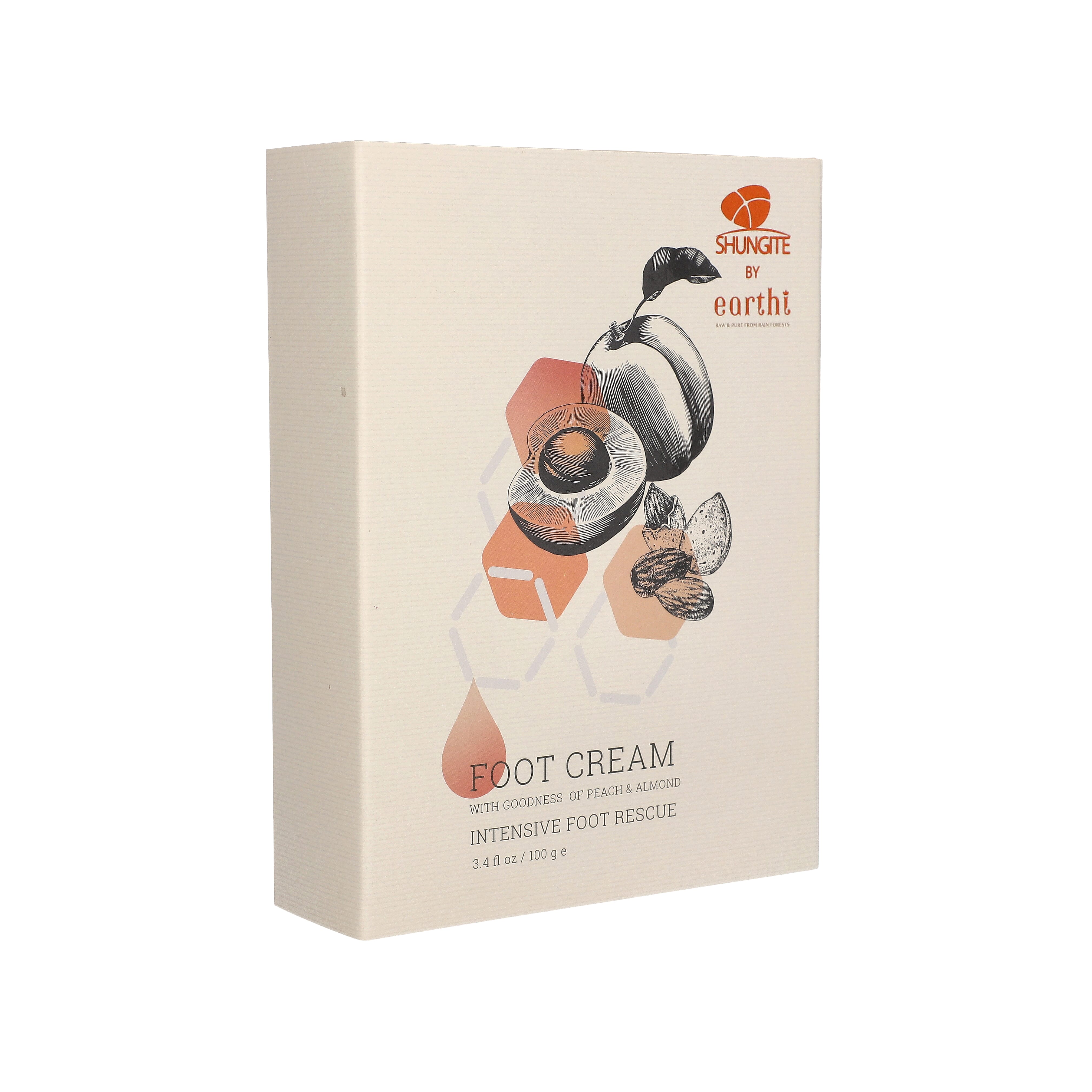 Shungite Enriched Earthi Almond and Peach Foot Cream with Complementary Jasmine and Mogra Shower Gel (100ml-50ml)