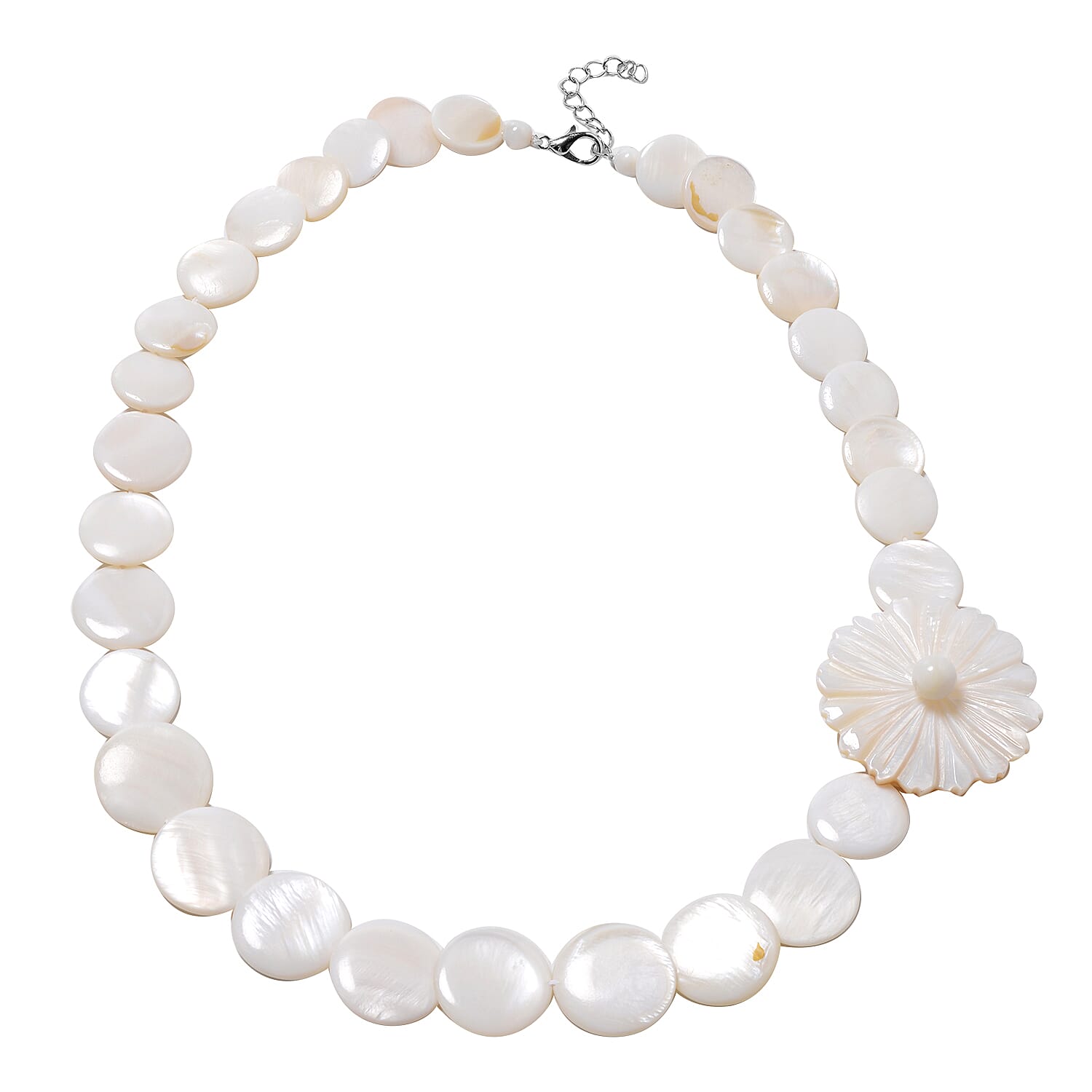 Natural Colour and White Shell Necklace (Size 20 with 1 inch Extender)
