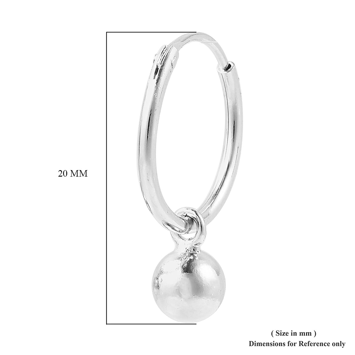 Rhodium Overlay Sterling Silver Bead Hoop Earrings (with Clasp)
