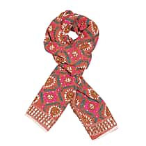 100% Viscose Indian Phulkari Embroidered Long Scarf (Size 198x88 Cm)