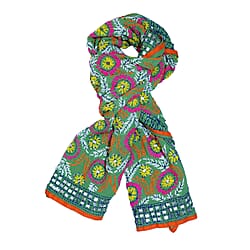 100% Viscose Indian Phulkari Embroidered Long Scarf - Green