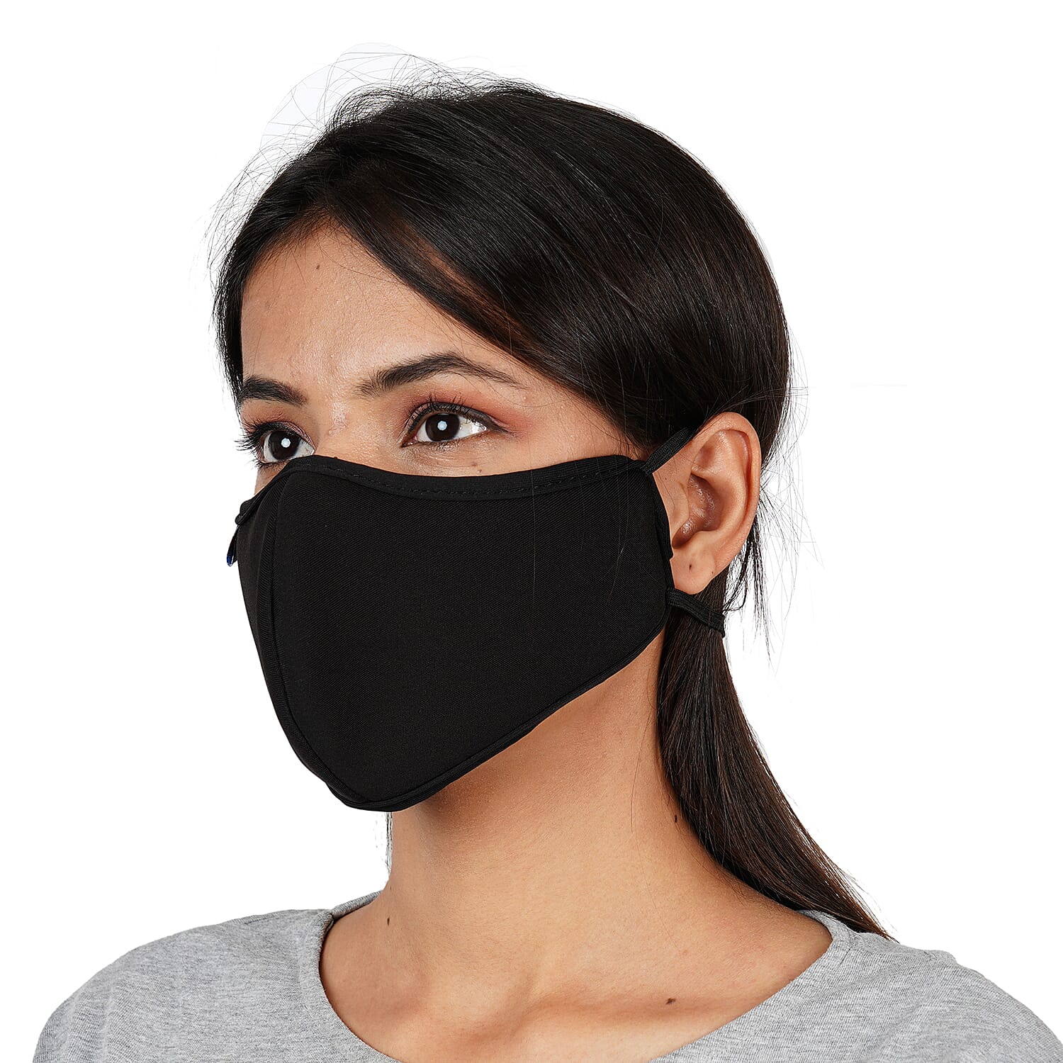 6 Layer Reusable and Washable Face Covering (One Size - 13x24cm) - Black