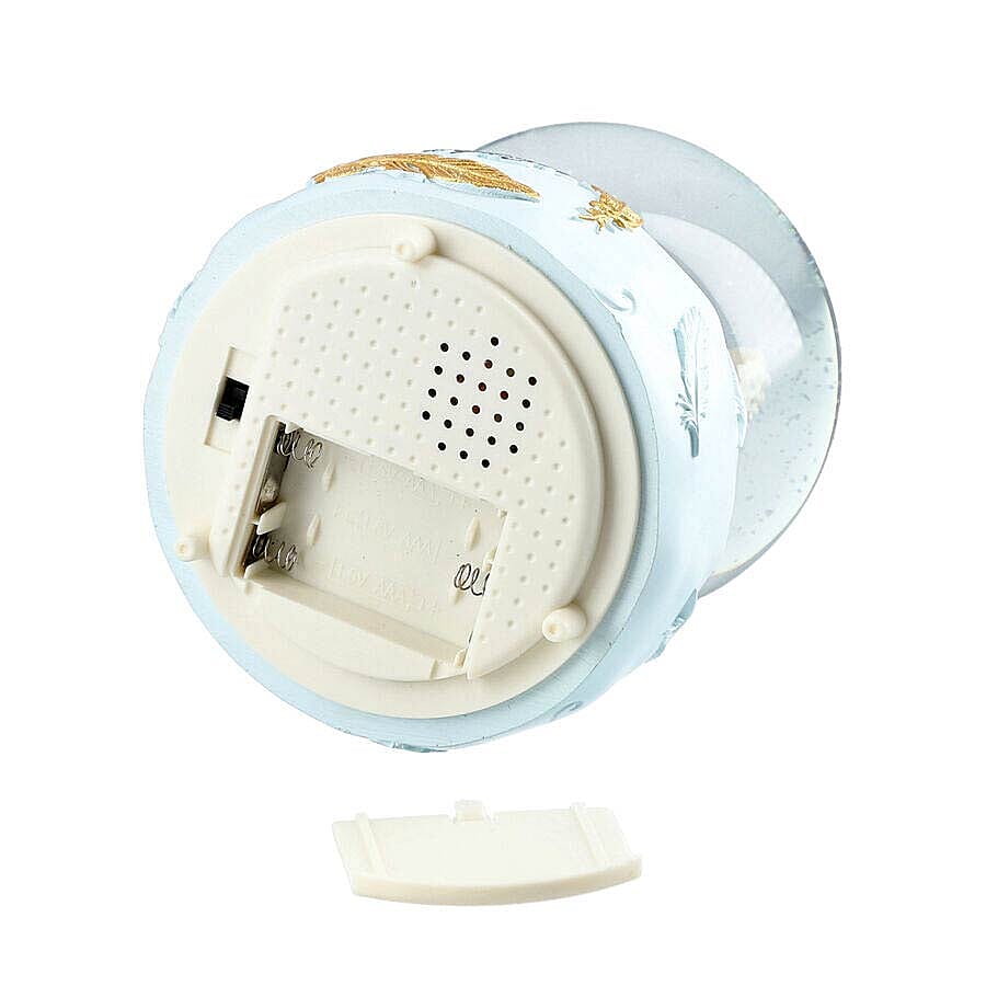 Gaurdian Angel Glass Music Ball with Auto Snowing (15x10cm) - White