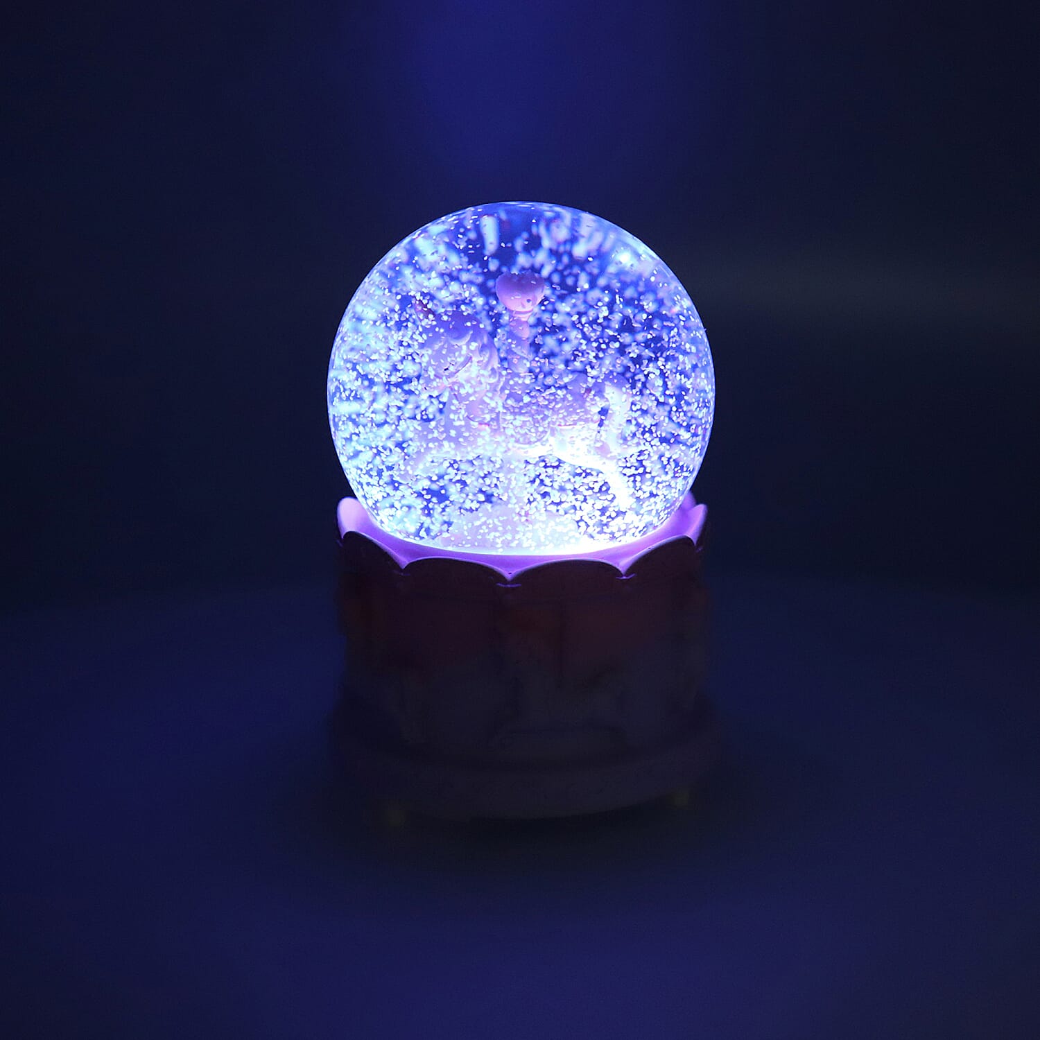 Home Decor - Musical Crystal Globe with Unicorn (Size 15x10Cm) - Pink and Purple