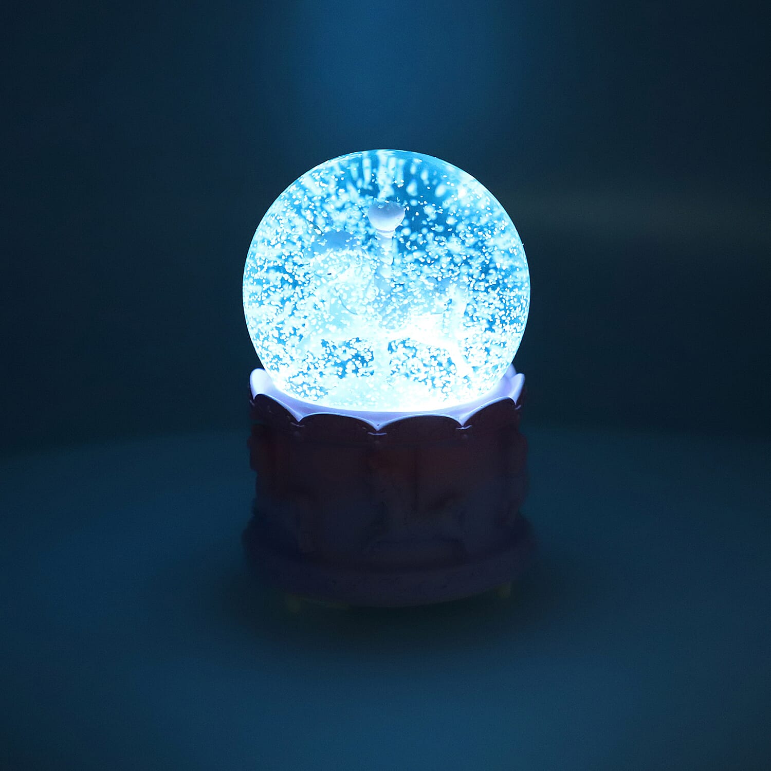 Home Decor - Musical Crystal Globe with Unicorn (Size 15x10Cm) - Pink and Purple