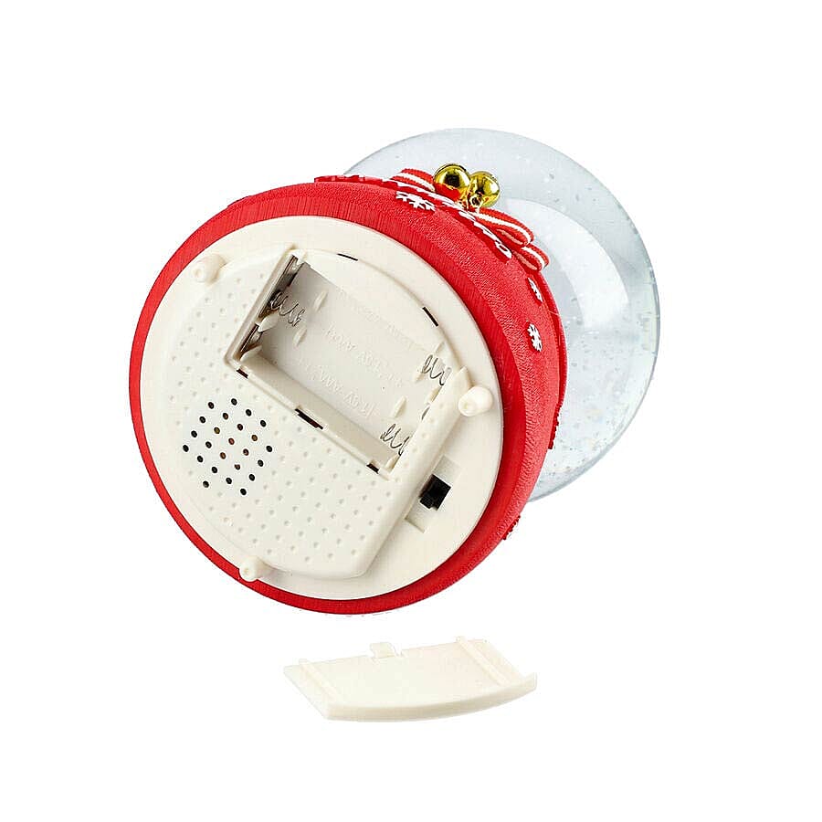 Christmas Theme Snowman and Tree Glass Music Ball with Auto Snowing (15x10cm) - Red