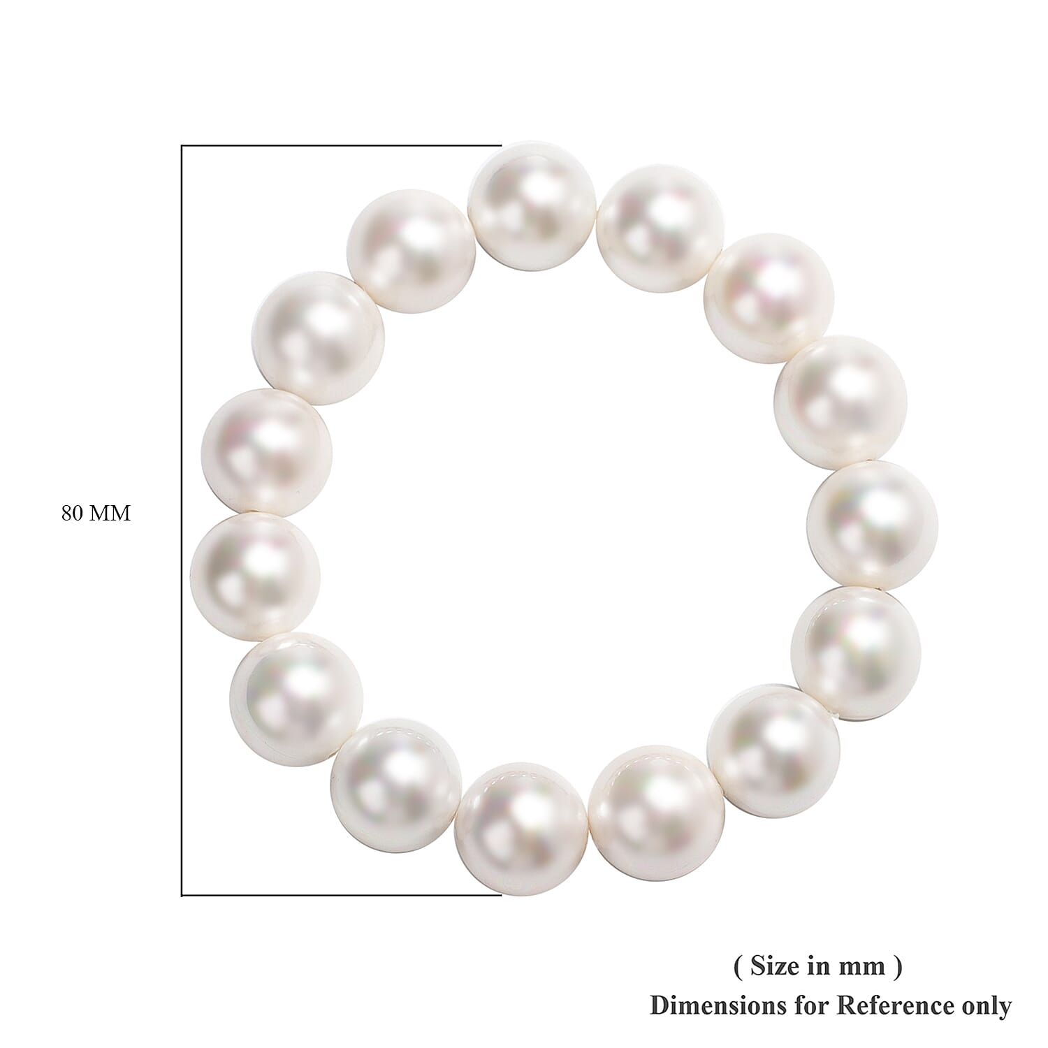 2 Piece Set - White Shell Pearl Beaded Stretchable Bracelet (Size 7) and Earrings (with Push Back) in Rhodium Overlay Sterling Silver