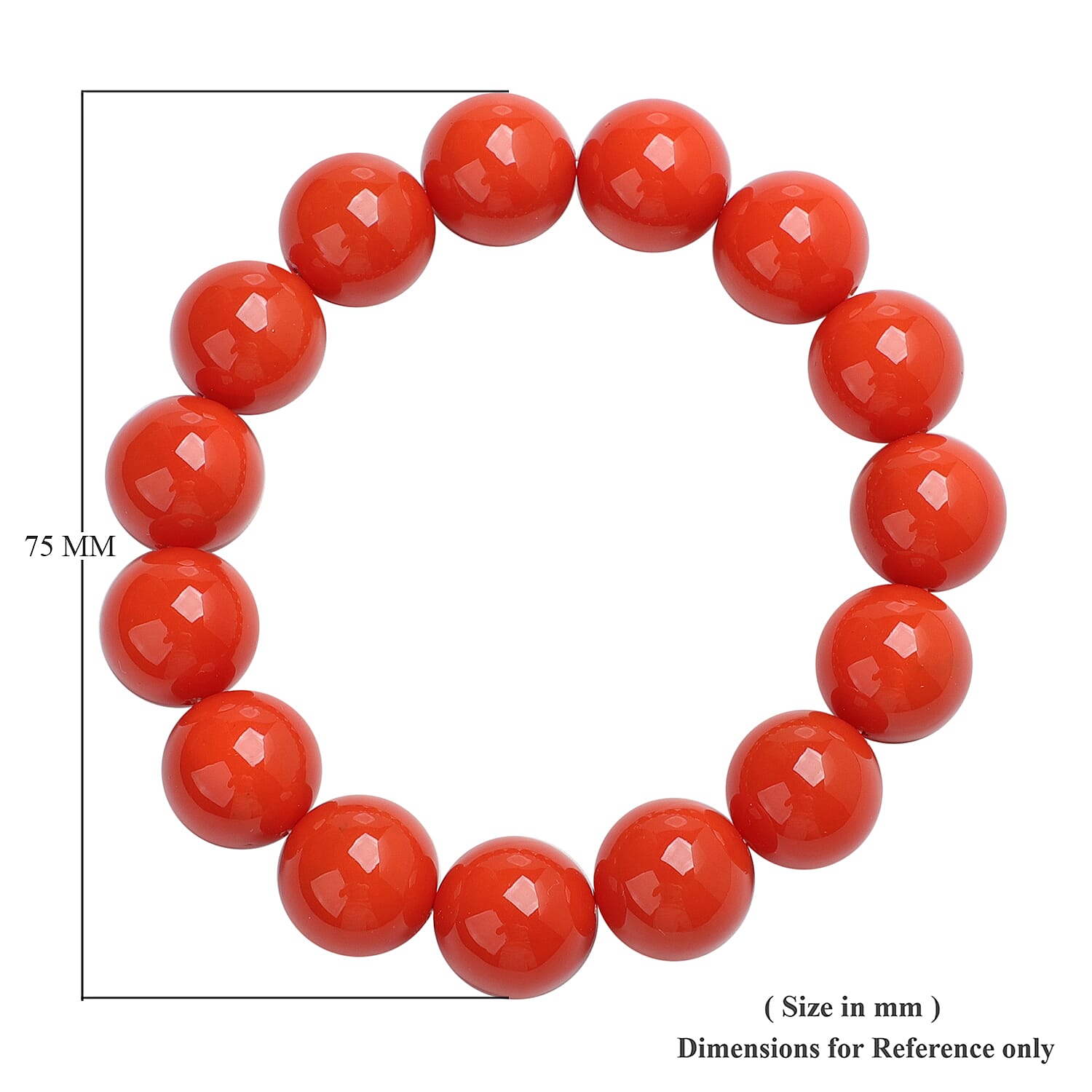 2 Piece Set - Living Coral Colour Shell Pearl Beaded Stretchable Bracelet (Size 7) and Earrings (with Push Back) in Rhodium Overlay Sterling Silver