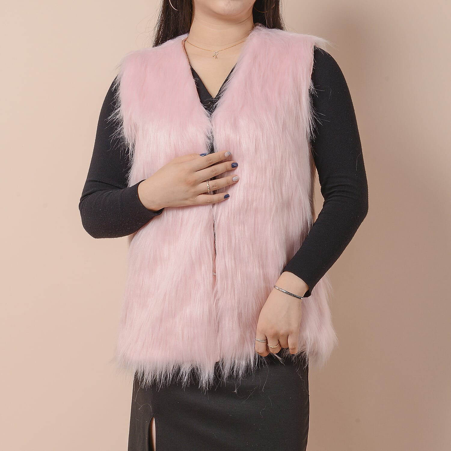 Pink Colour Faux Fur Gilet  (One Size Fits all; 50x70 Cm)