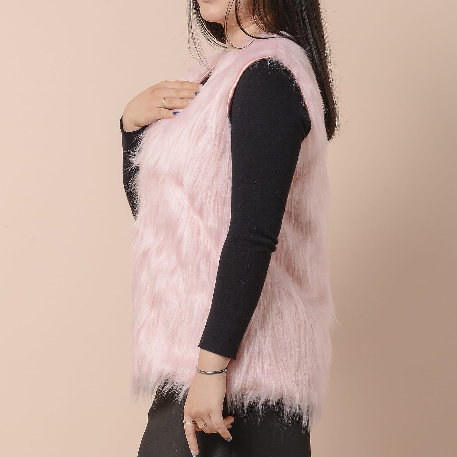Pink Colour Faux Fur Gilet  (One Size Fits all; 50x70 Cm)