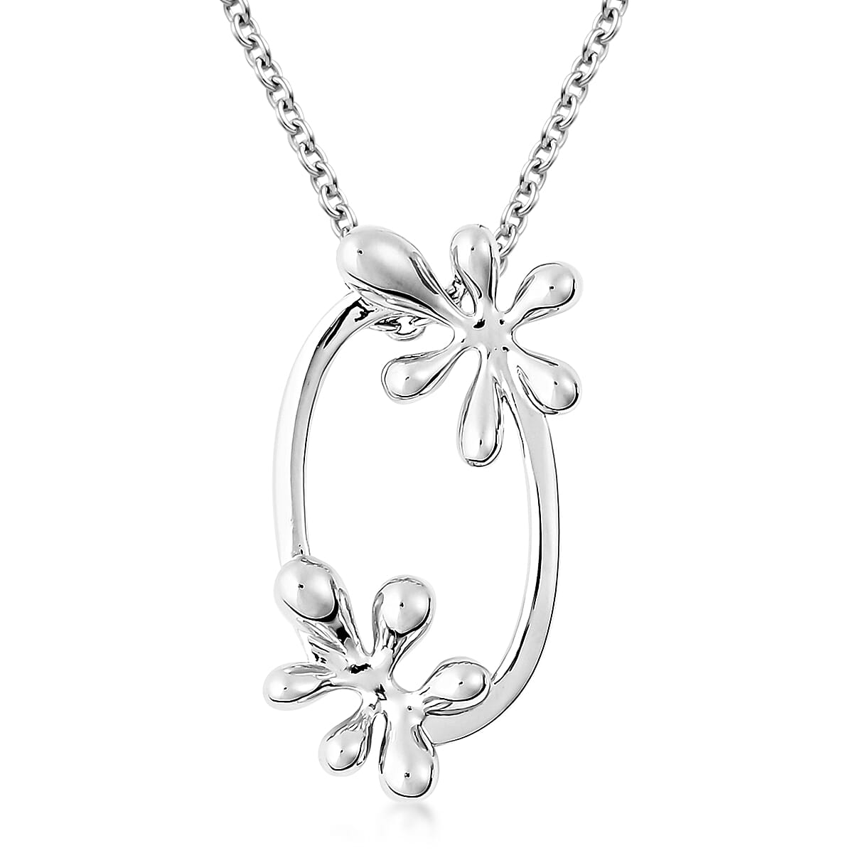 LucyQ Rhodium Overlay Sterling Silver Splash Pendant With Chain (Size 20)