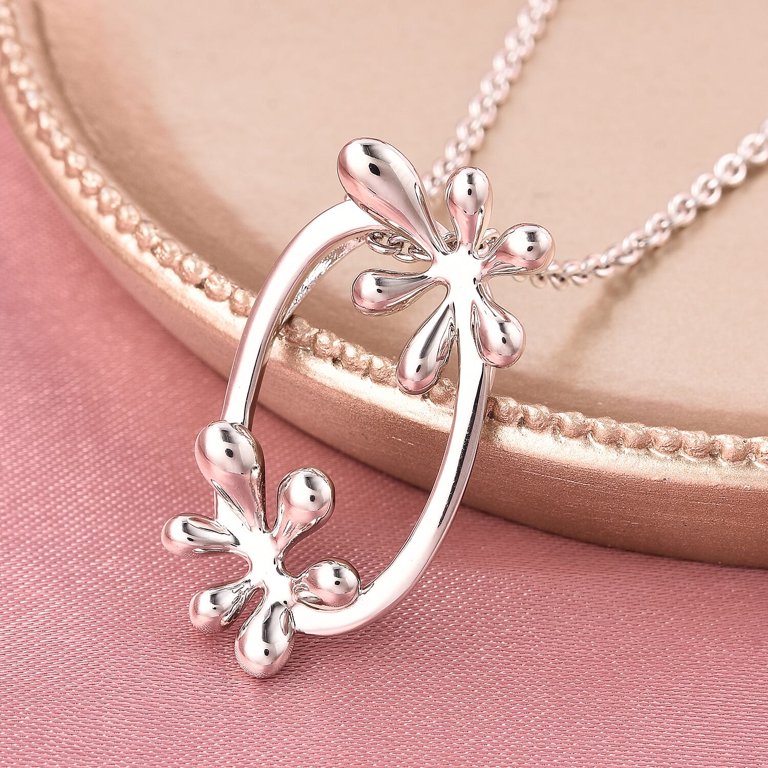 LucyQ Rhodium Overlay Sterling Silver Splash Pendant With Chain (Size 20)