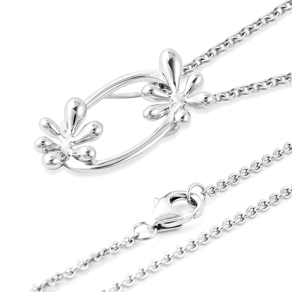 LucyQ Rhodium Overlay Sterling Silver Splash Pendant With Chain (Size 20)