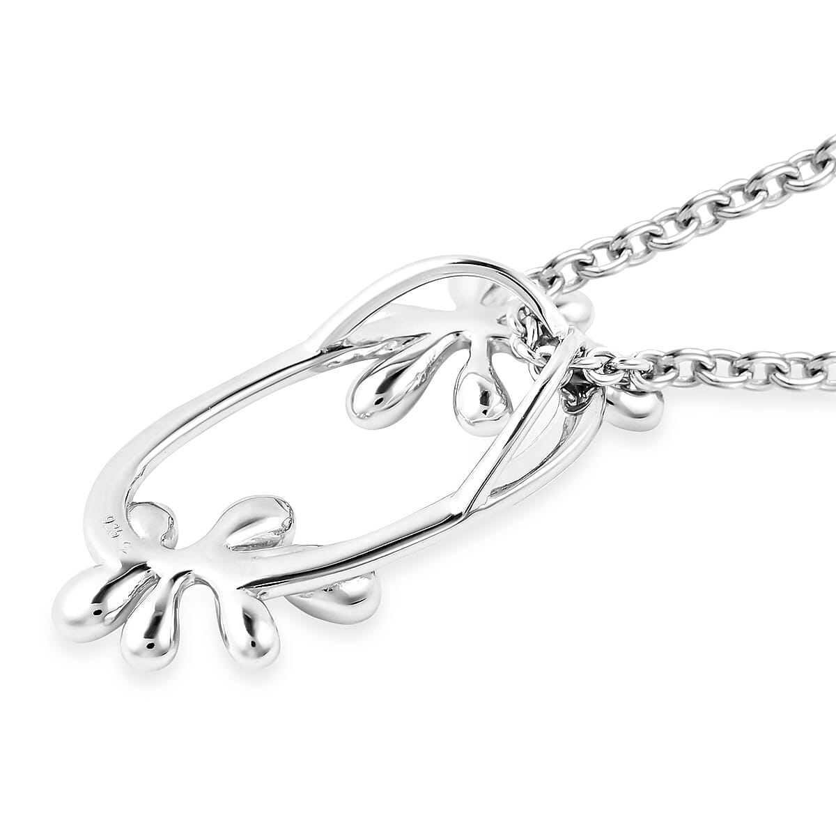 LucyQ Rhodium Overlay Sterling Silver Splash Pendant With Chain (Size 20)