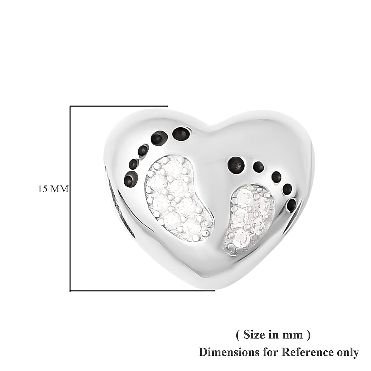 Charms De Memoire Sterling Silver Simulated Diamond Heart Charm