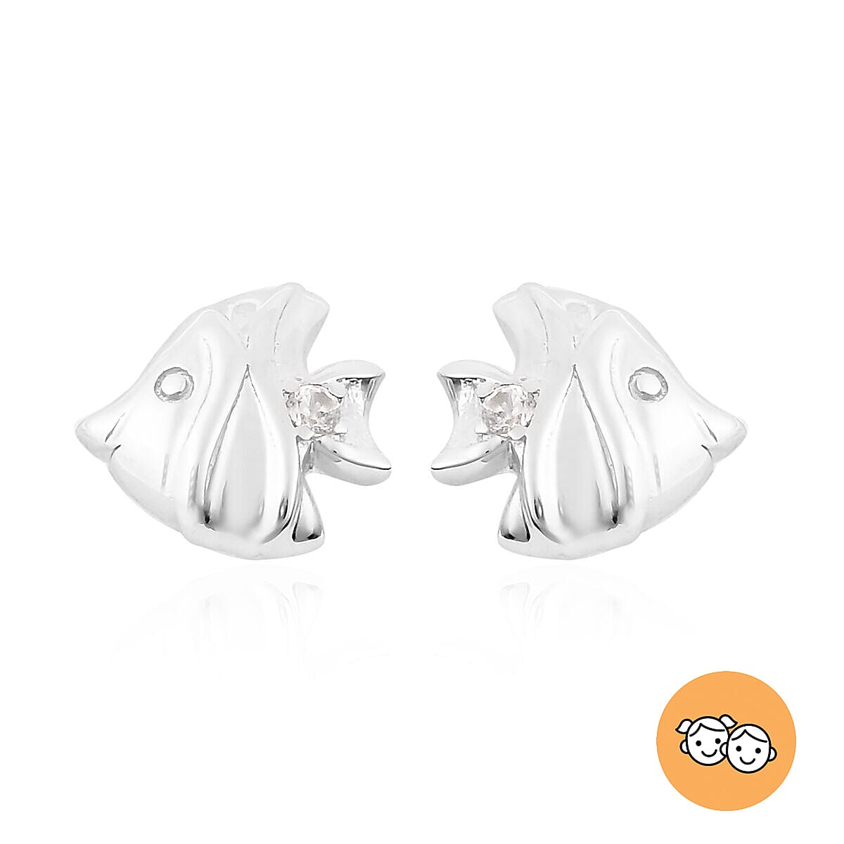 RACHEL GALLEY - Natural Cambodian Zircon Fish Stud Earrings (with Push Back) in Rhodium Overlay Sterling Silver