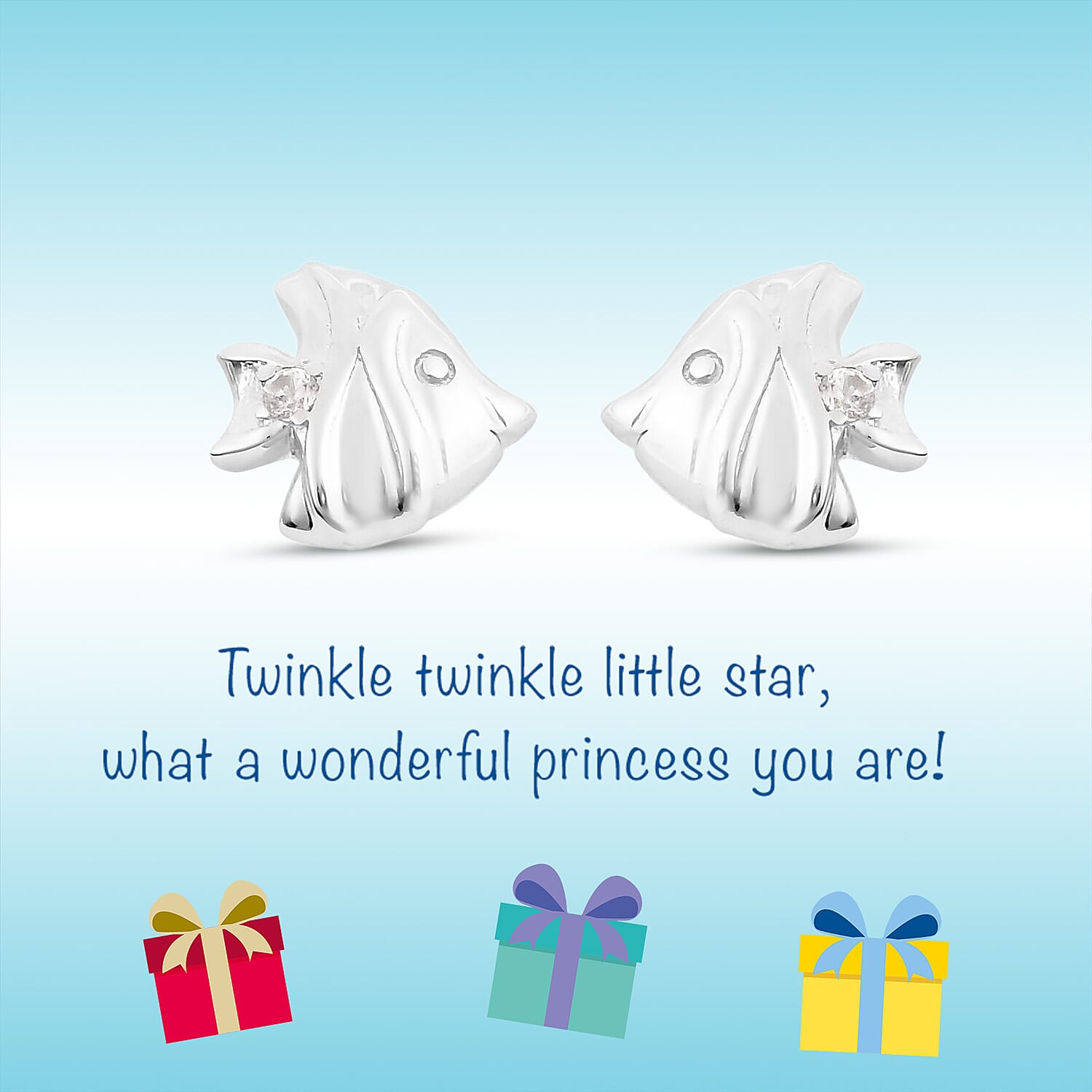 RACHEL GALLEY - Natural Cambodian Zircon Fish Stud Earrings (with Push Back) in Rhodium Overlay Sterling Silver