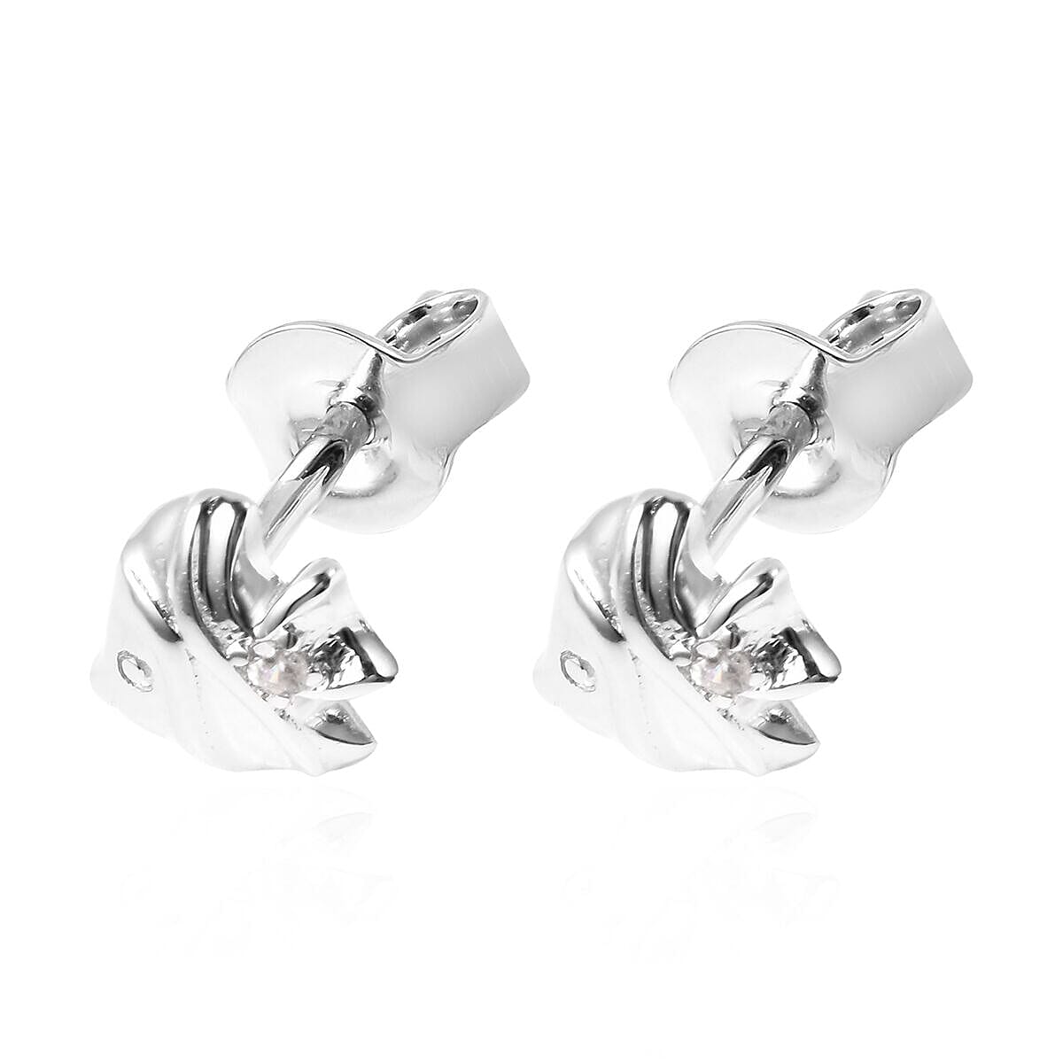 RACHEL GALLEY - Natural Cambodian Zircon Fish Stud Earrings (with Push Back) in Rhodium Overlay Sterling Silver