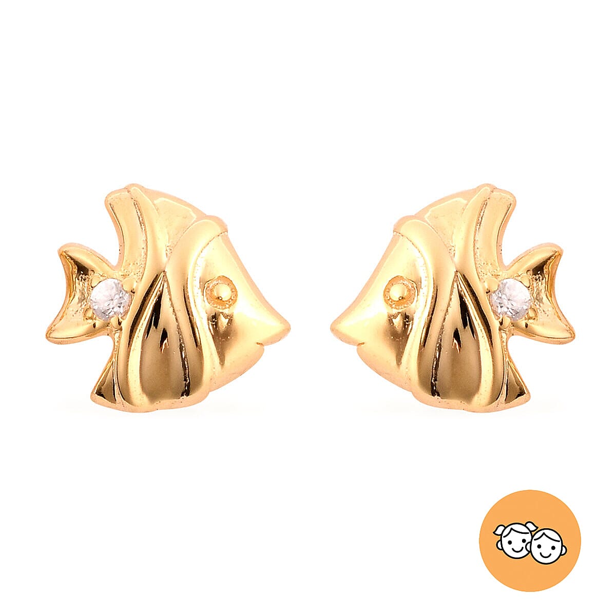 RACHEL GALLEY - Natural Cambodian Zircon Fish Stud Earrings (with Push Back) in Yellow Gold Overlay Sterling Silver