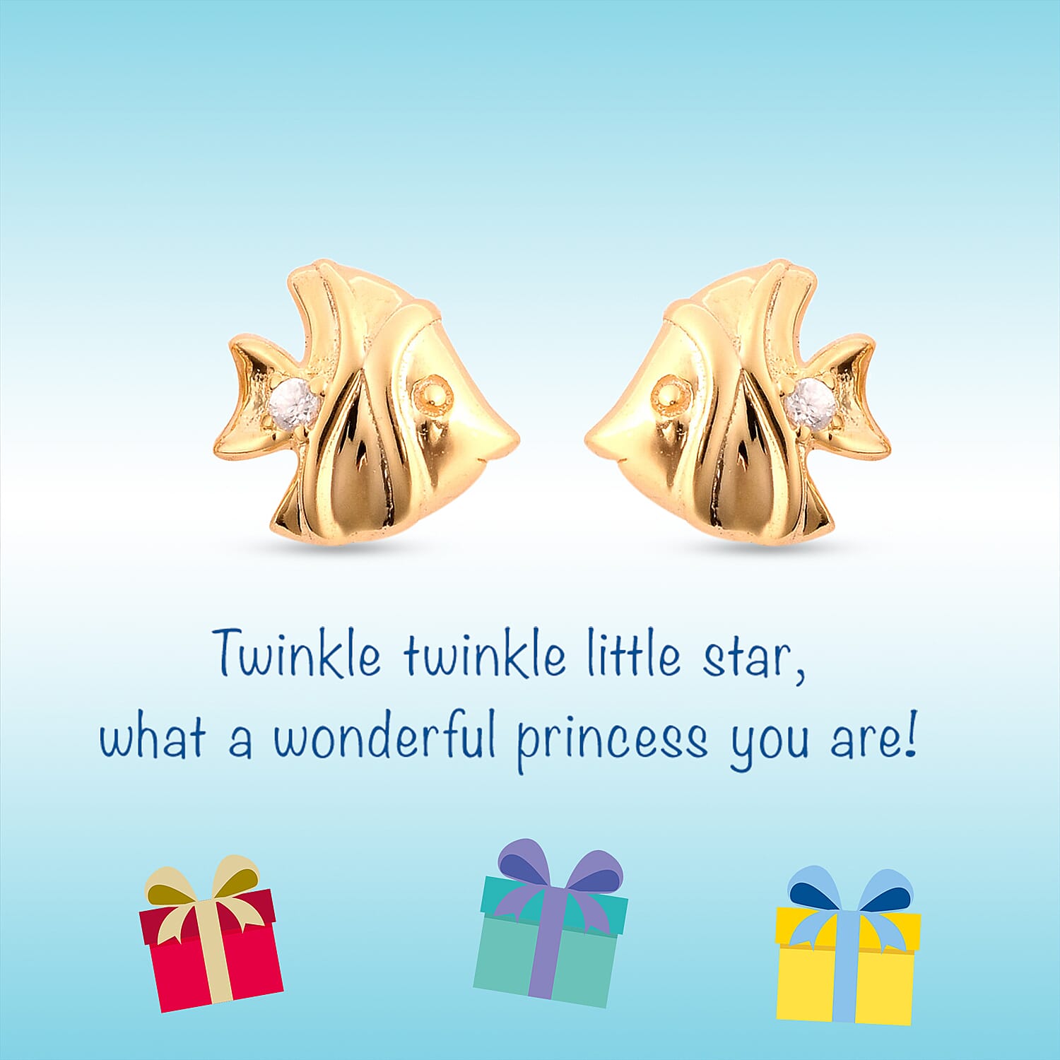 RACHEL GALLEY - Natural Cambodian Zircon Fish Stud Earrings (with Push Back) in Yellow Gold Overlay Sterling Silver