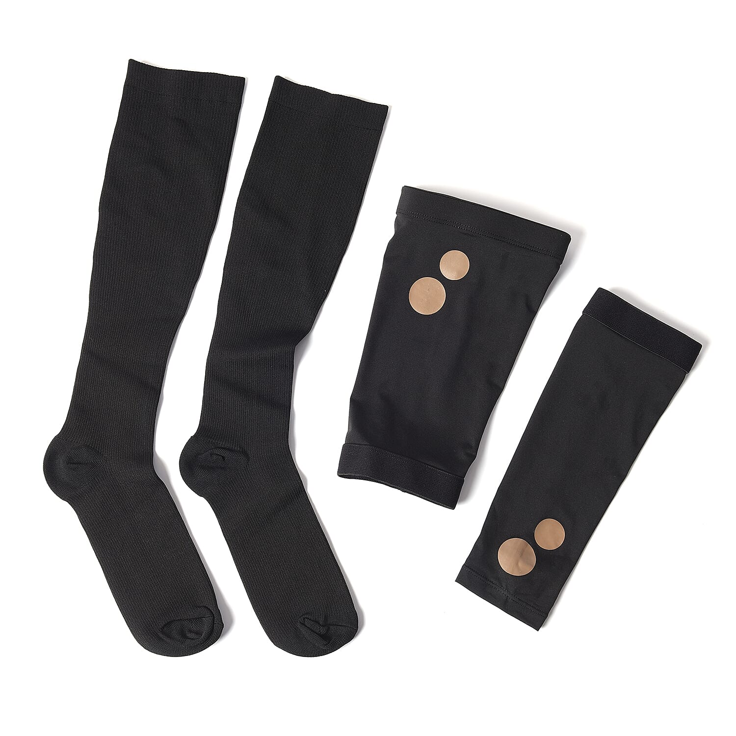 Set of 3 - Copper Fit Socks (Size S/M), Copper Knee Sleeve (Size S), Copper Elbow Sleeve (Size S) - Black