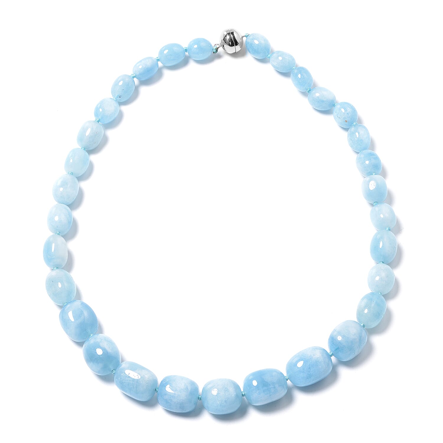 Limited Edition- Sao Domingos Aquamarine Necklace (Size 20) with Magnetic Lock in Rhodium Overlay Sterling Silver  519.50 Ct.